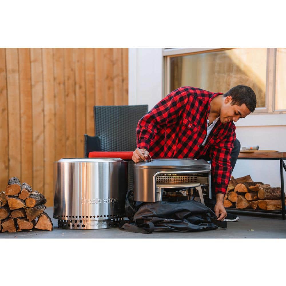 Stainless Steel Outdoor Wood-Fired Pizza Oven with Carry Case