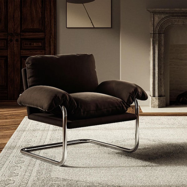 Ansel Performance Velvet Accent Chair in Chocolate Brown