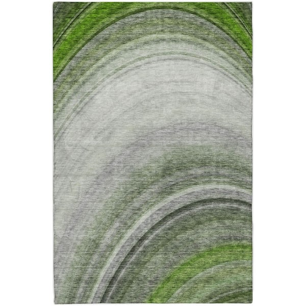 Dream Shag Premium Machine Washable Abstract ADS584 Green 9 ft. x 12 ft. Area Rug