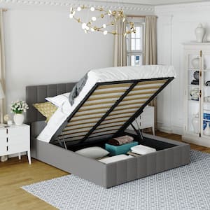 queen bed with hydraulic lift storage