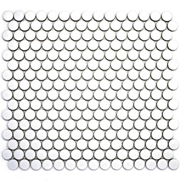 MOLOVO Porcetile Round White 11.58 in. x 12.41 in. Penny Matte Porcelain Mosaic Wall and Floor Tile (11 sq. ft./Case)