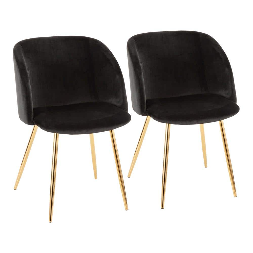 Lumisource Fran Black Velvet and Gold Chair (Set of 2) CH-FRAN AU+BK2 ...