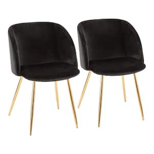 Fran Black Velvet and Gold Chair (Set of 2)