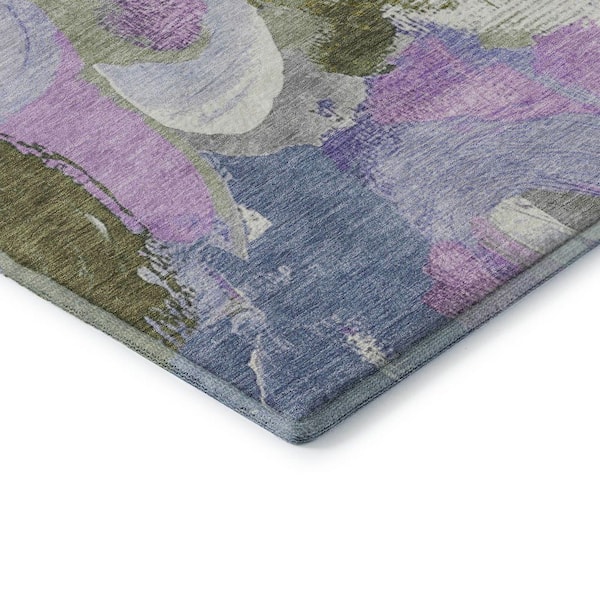 Mayfield Premium Machine Washable Abstract AMF1965 Lavender 3 ft. x 5 ft. Area Rug