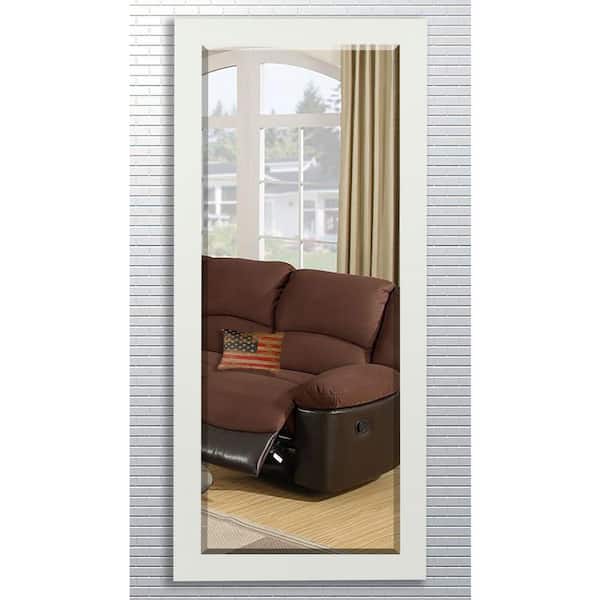 Unbranded Oversized White Wood Beveled Glass Modern Mirror (71 in. H X 30.5 in. W)