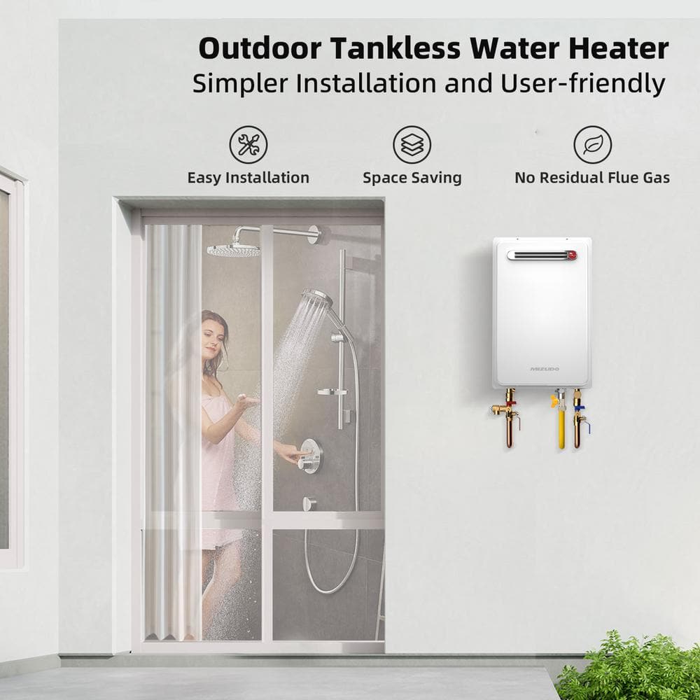 Mizudo White Outdoor Natural Gas Tankless Water Heater