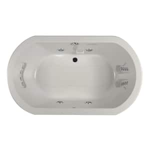 ANZA 66 in. x 42 in. Oval Combination Bathtub with Center Drain in Oyster