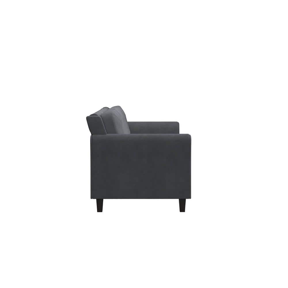 Elysian Tufted Dark Gray Microfiber Sofa with Rolled Arms