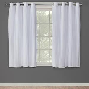 Catarina Winter White Solid Lined Room Darkening Grommet Top Curtain, 52 in. W x 63 in. L (Set of 2)
