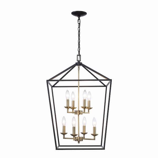 Elegant Decor LARGE 17 1/2” Contemporary Chandelier Black Candle Lamp Lantern