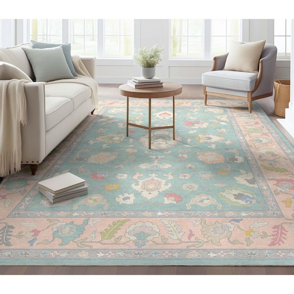 Ushak Konya Boho Updated Traditional, Green 9 ft. 10 in. x 13 ft. in. Area Rug