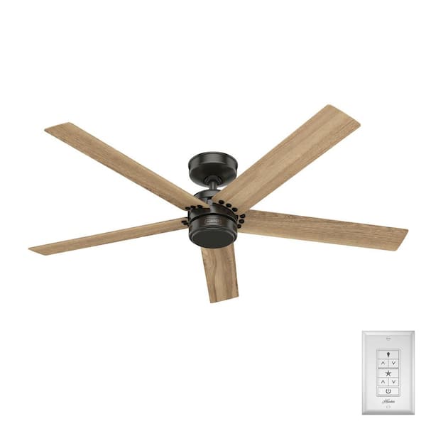 Hunter Burton 52 in. Indoor/Outdoor Noble Bronze Ceiling Fan with Wall Control Included For Patios or Bedrooms