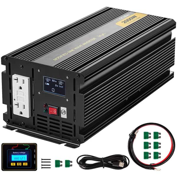 1500W Pure Sine Wave Inverter 12V to 110V 3000W Peak Power Converter DC to  AC with LCD Display, Dual AC Outlets for Car Boat Truck RV Solar Power