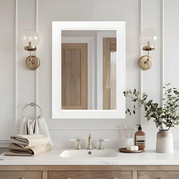 Sxiawe 24 in. W x 32 in. H Simple Rectangular White Wood Frame