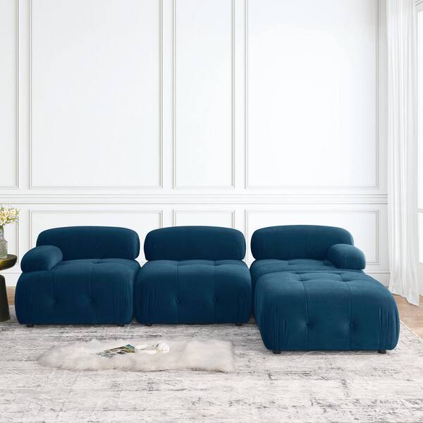 Z-joyee 93 in Wide Pillow Top Arm Velvet L-Shaped Modern
