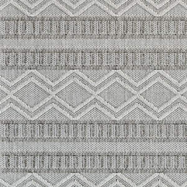 Beige, Gray 7 ft. x 10 ft. Woven Striped Polypropylene Rectangle Indoor/Outdoor Area Rug