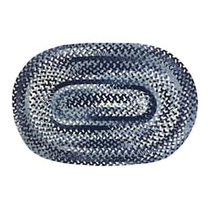 Ombre Braid Blue 20 in. x 30 in. Oval 100% Cotton Chenille Reversible Indoor Area Rug