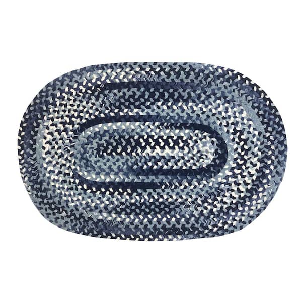 Better Trends Ombre Braid Blue 96 in. x 120 in. Oval 100% Cotton Chenille Reversible Indoor Area Rug
