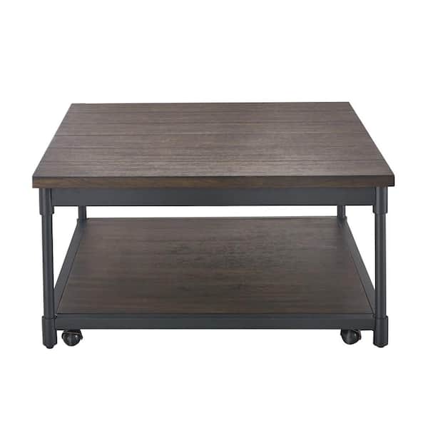Steve Silver Prescott 36 in. Smoke Gray/Brown Medium Square Wood Coffee Table with Lift Top