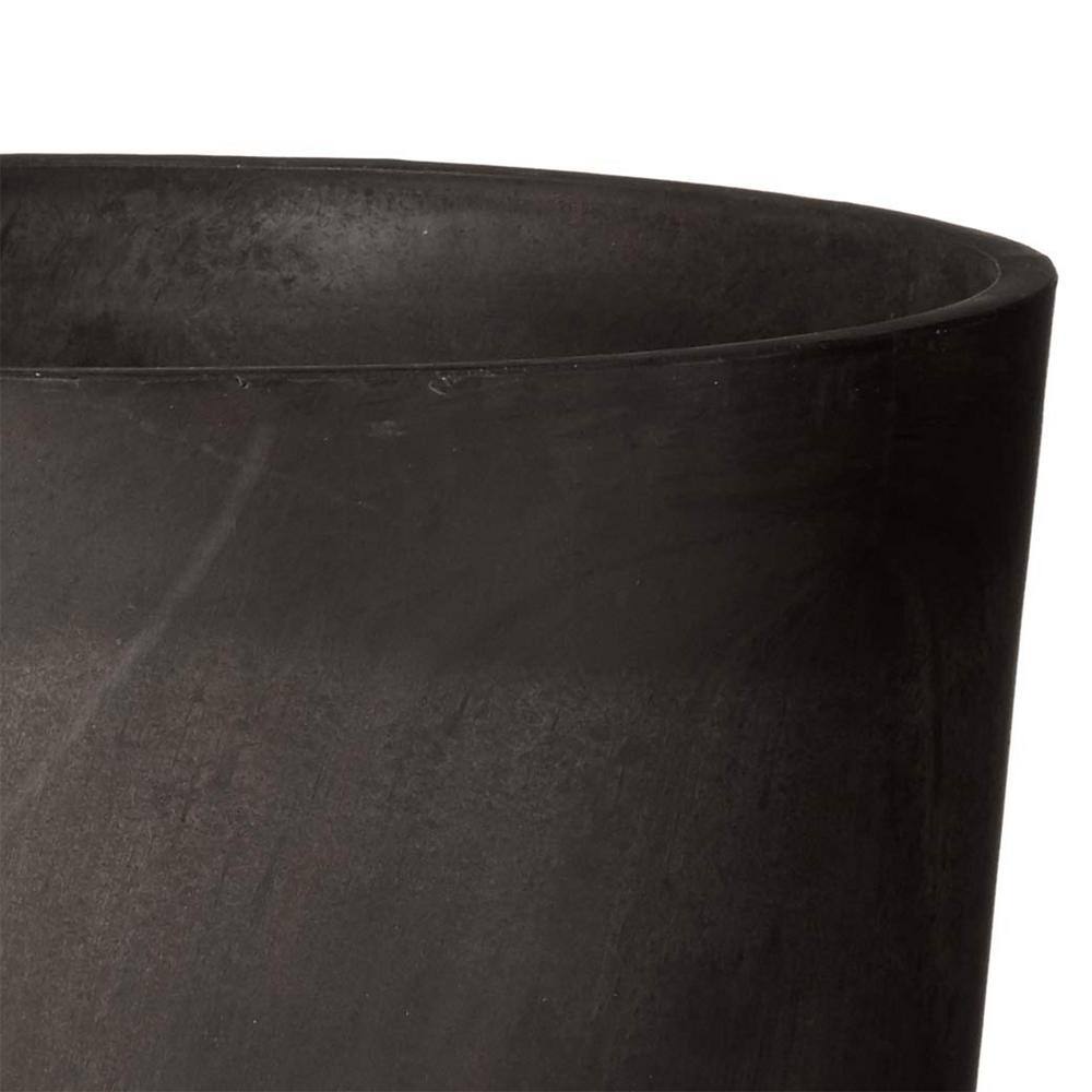 Tall Dark Charcoal Marble Round Indoor/Outdoor Planter