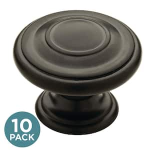 Harmon 1-3/8 in. (35 mm) Classic Matte Black Round Cabinet Knobs (10-Pack)