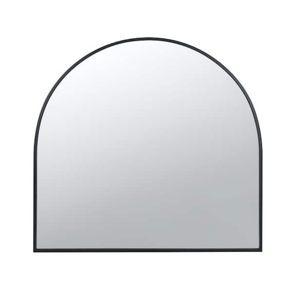 Miscool Anky Black 31 in. W x 33 in. H Decorative Wall Mirror Iron Framed Mirror