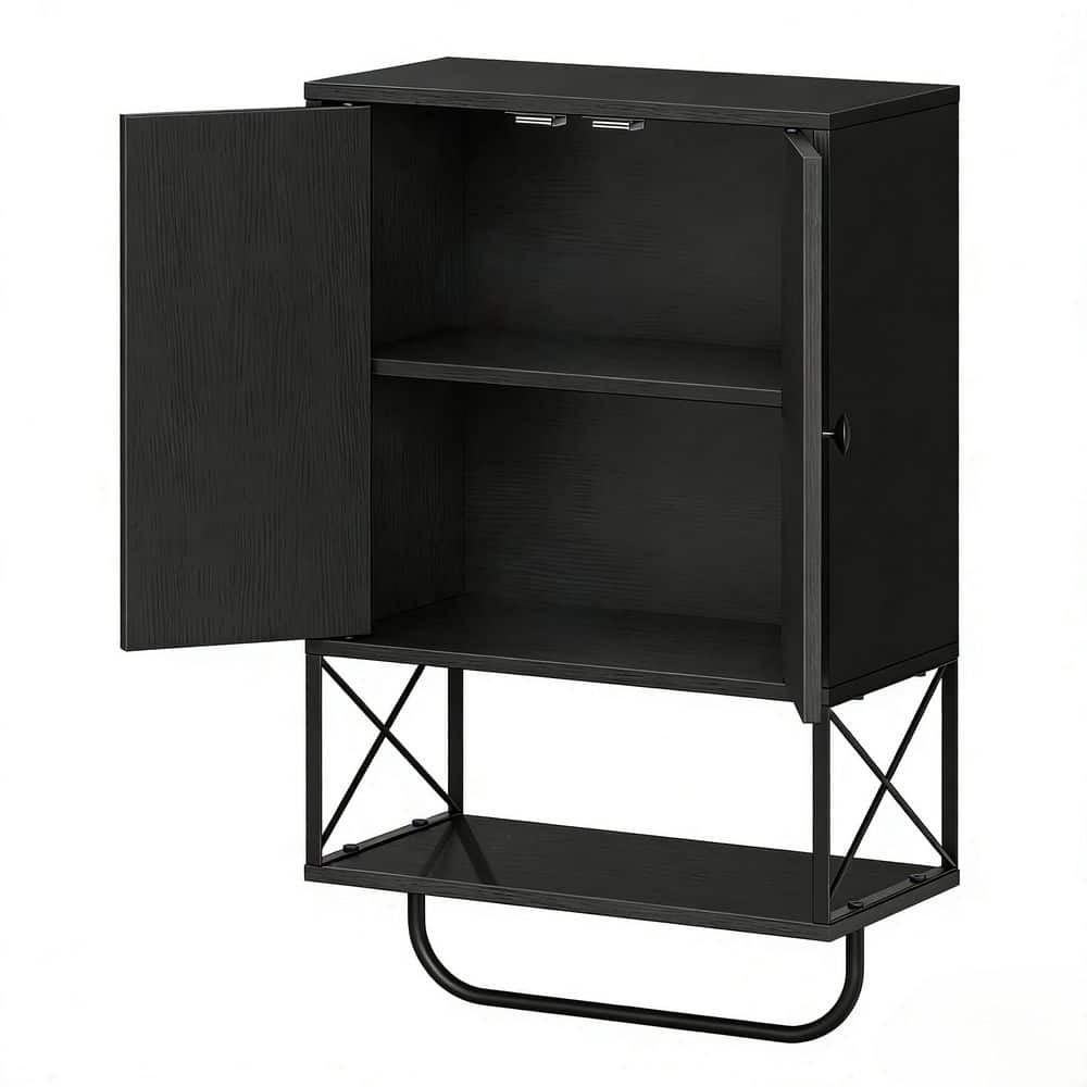 15 in. W x 26.1 in. H Wood Rectangular Black Wall Mount Medicine Cabinet without Mirror price history on PriceWatchPro