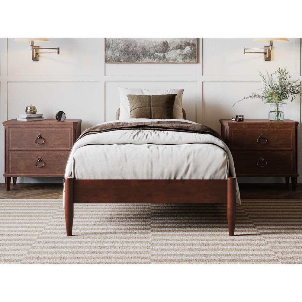 Pasadena Walnut Twin XL Solid Wood Platform Bed with Slats