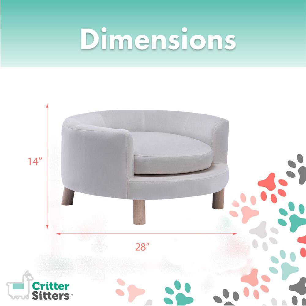 28-Inch White Velvet Elevated Circular Pet Sofa