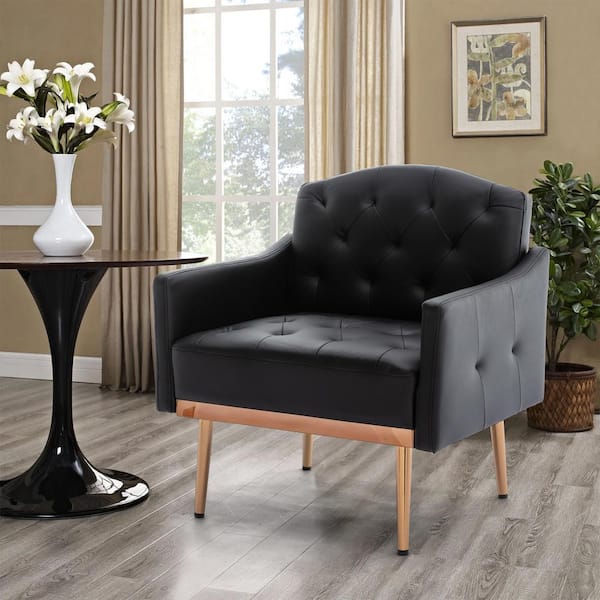 black faux leather club chair