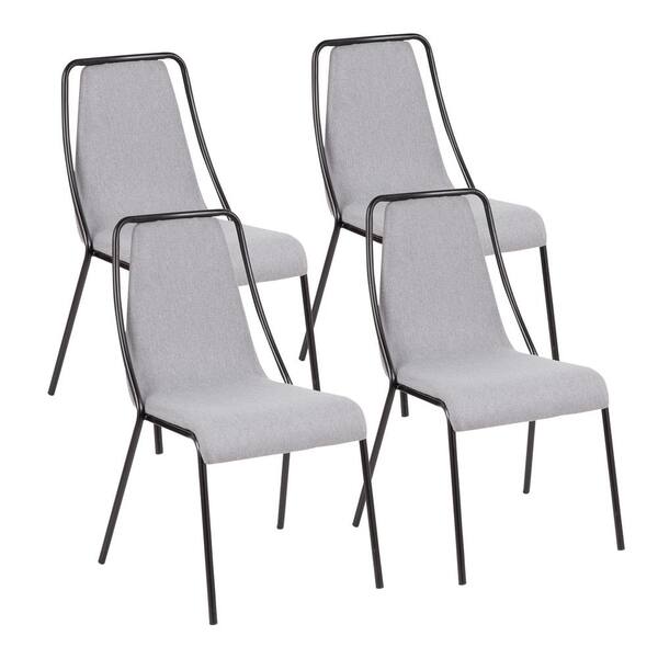 Lumisource Katana Contemporary Dining Chairs in Black Metal and Grey Fabric (Set of 4)