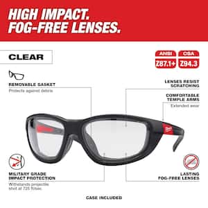 Performance Safety Glasses with Clear Fog-Free Lenses and Gasket (6-Pack)