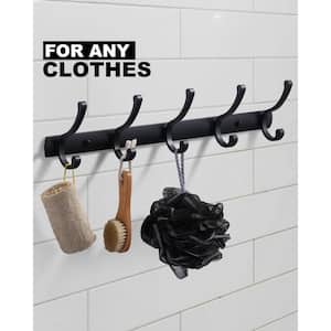 Wall-Mounted J-Hook Double Robe/Towel Hook in Black