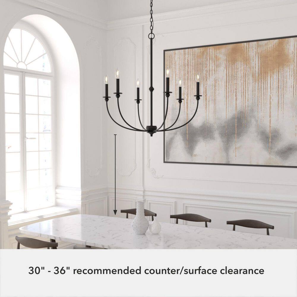 Southcrest Classic Matte Black 6-Light Candle Chandelier