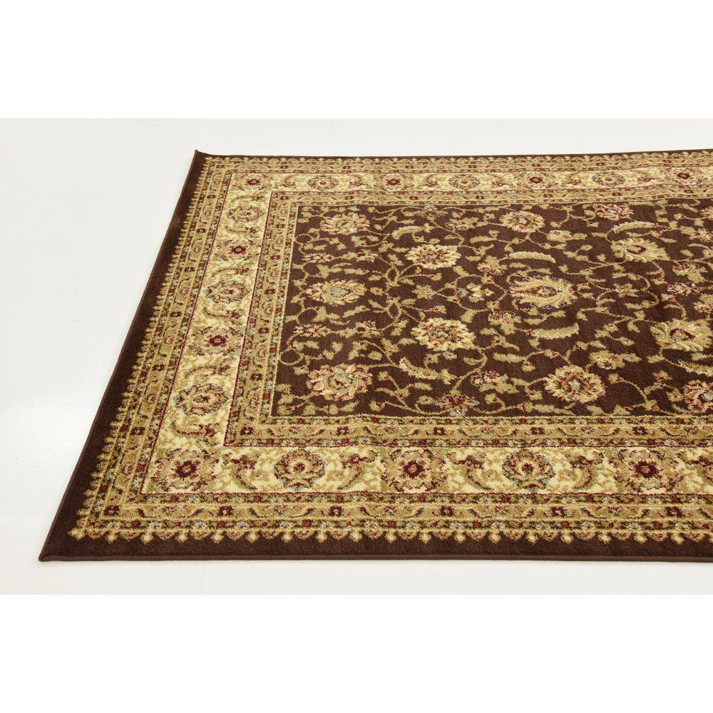 Brown Floral Rectangular Synthetic Stain-Resistant Area Rug
