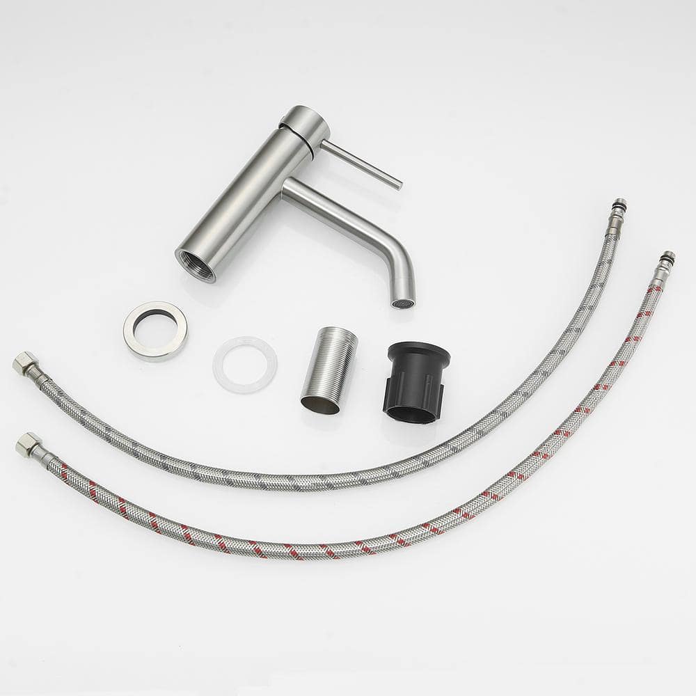 Brushed Nickel Single-Handle Bathroom Faucet with Pop-Up Drain