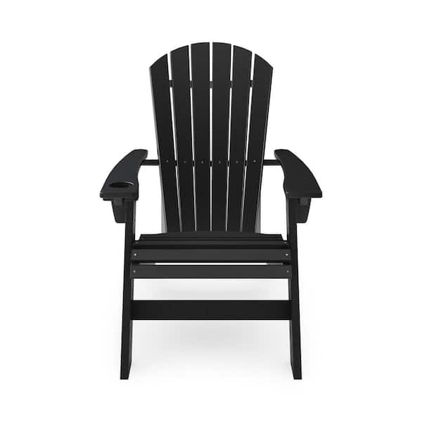 Unbranded Black HDPE Poly Lumber Adirondack Relaxing Chair
