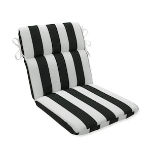 Stripe Outdoor/Indoor 21 in W x 3 in H Deep Seat, 1-Piece Chair Cushion with Round Corners in Black/White Cabana Stripe