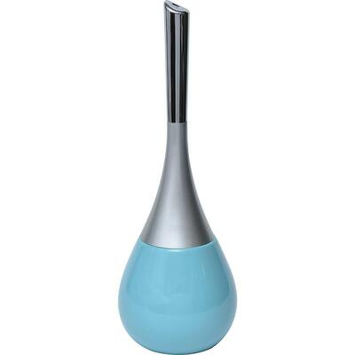 Bath Free Standing Toilet Bowl Brush and Holder Water Drop in Blue