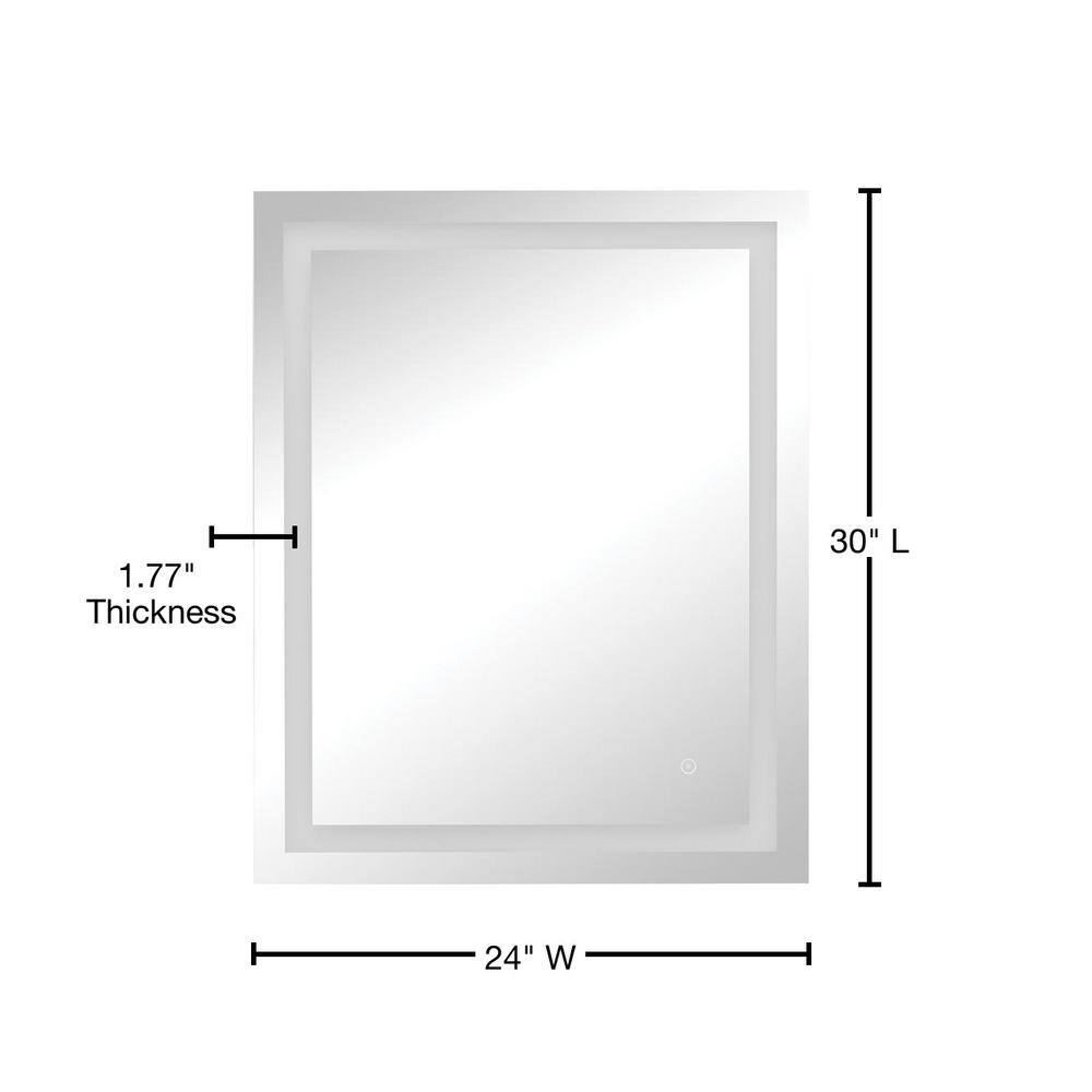 24" x 30" Frameless Bathroom Vanity Mirror with LED Light
