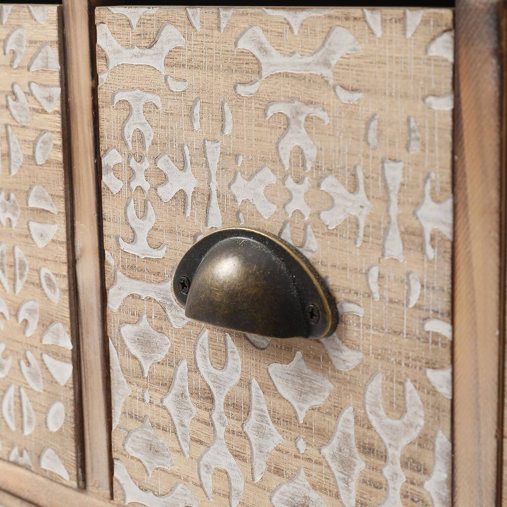 White Fir and Iron Mid-Century Bohemian Accent Cabinet