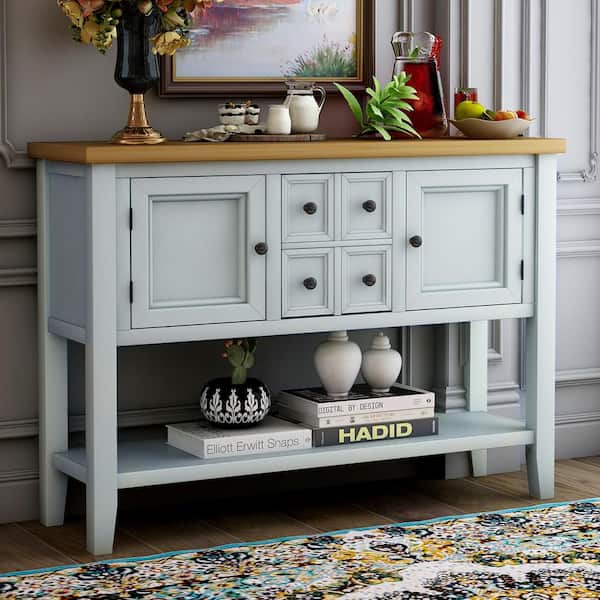 Rectangle Lime White Wood Console Table, Console Table With Cabinets