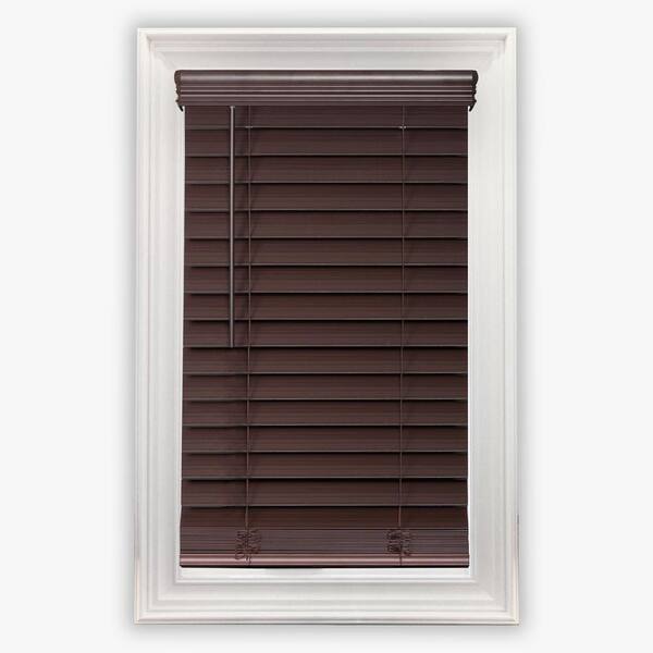 48x64 Inch Espresso Faux Wood Blind Cordless Room Darkening Privacy Window Shade 