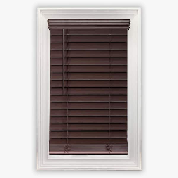 Premium Faux Wood Blind L 52in HDC Espresso 2-1/2 in W x 64 in 