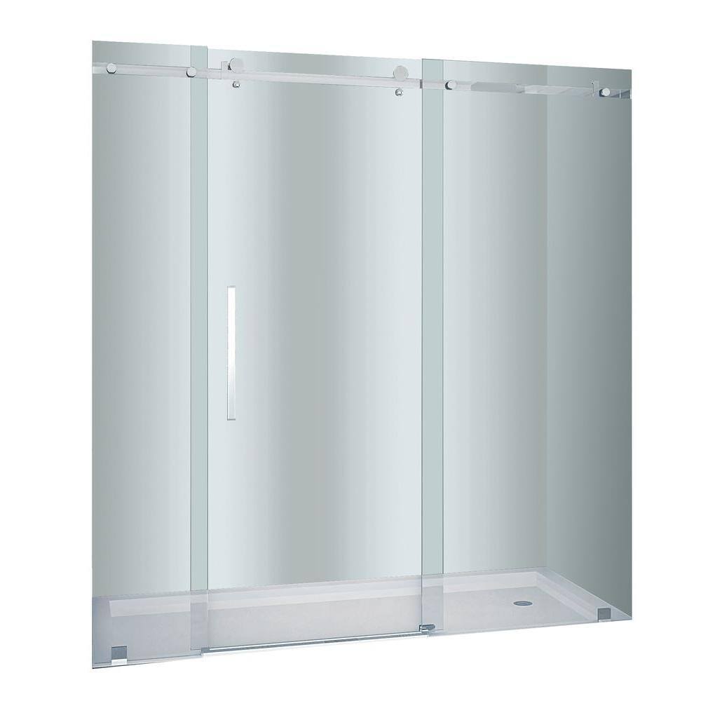 Moselle 75" Frameless Clear Glass Sliding Shower Door with Chrome Hardware