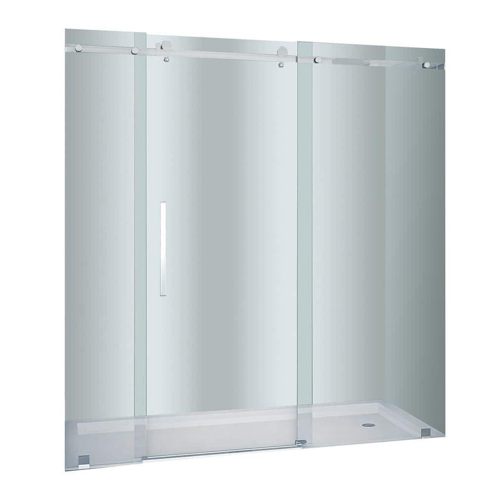 Moselle 75" Frameless Sliding Shower Door with Stainless Steel Hardware
