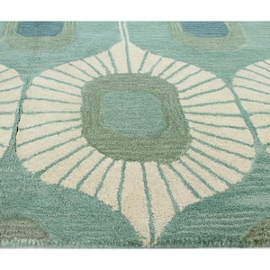 Chelsea Aqua 9 ft. x 12 ft. (8'6" x 11'6") Geometric Contemporary Area Rug