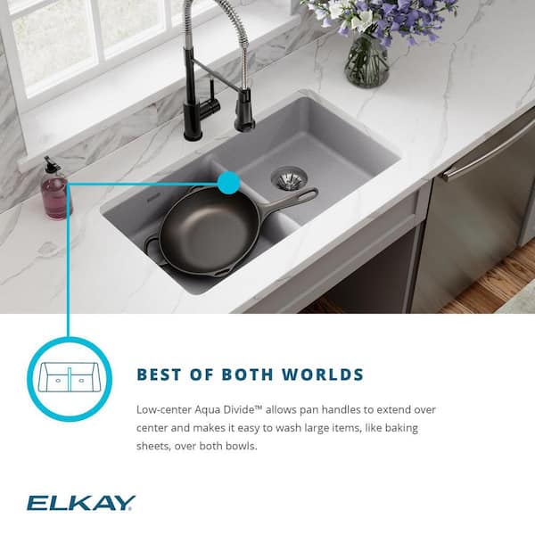 Elkay Quartz Classic 33 inch Undermount Sink, Mocha ELGUAD3319PDMC0