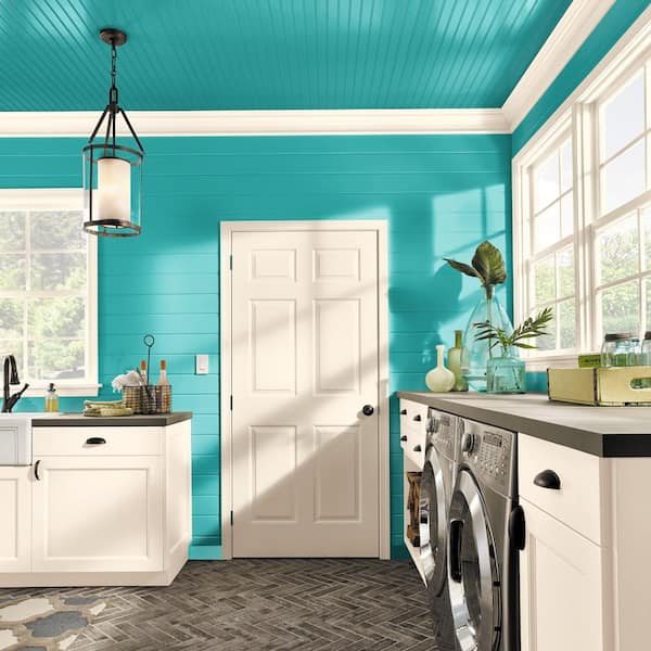 BEHR MARQUEE 1 gal. #MQ4-21 Caicos Turquoise One-Coat Hide Satin Enamel Interior Paint & Primer