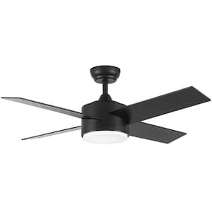 44 in. Integrated LED Indoor Black Ceiling Fan Lighting with 4 Blades